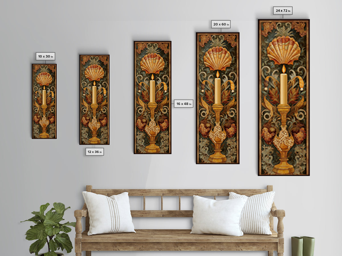 Ornamental Shell and Pearl Composition Canvas Print, Baroque Art, Dark Academia Decor, Living Room Decor, Fine Art, Ornate, BAO-1x3-10