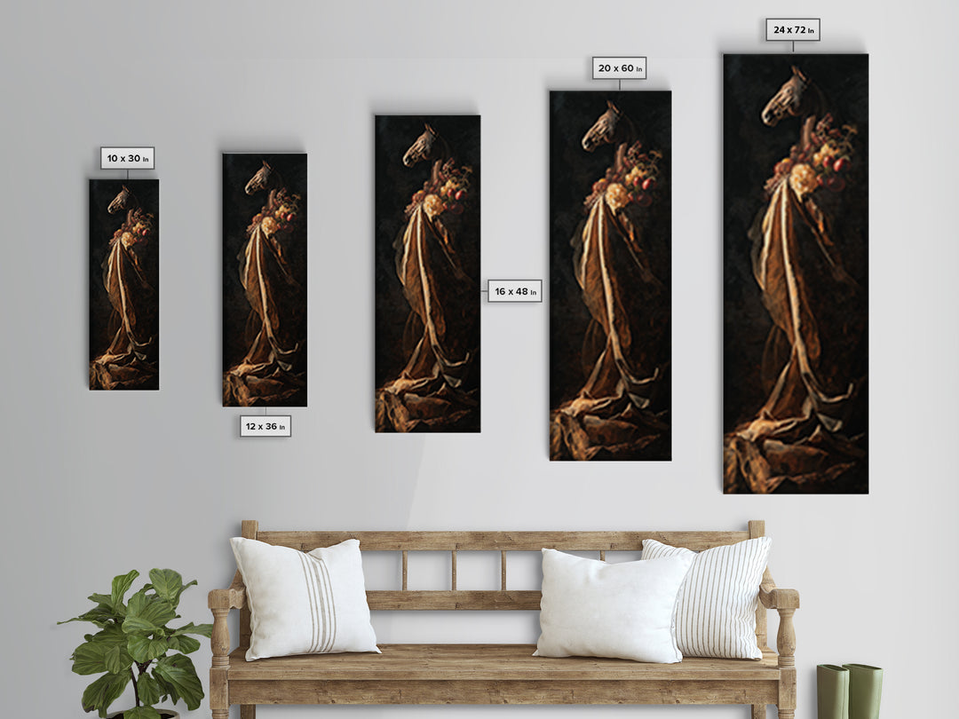 Dramatic Horse Portrait Canvas Print, Baroque Art, Portrait Painting, Living Room Decor, Oil Painting, Ornate, Wall Decor, BAO-1x3-12