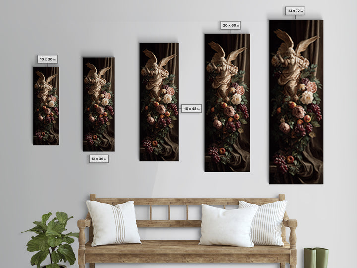 Gilded Angel Wings Emerging from Storm Clouds Canvas Print, Baroque Art, Minimalist Wall Art, Living Room Decor, Ornate, BAO-1x3-18