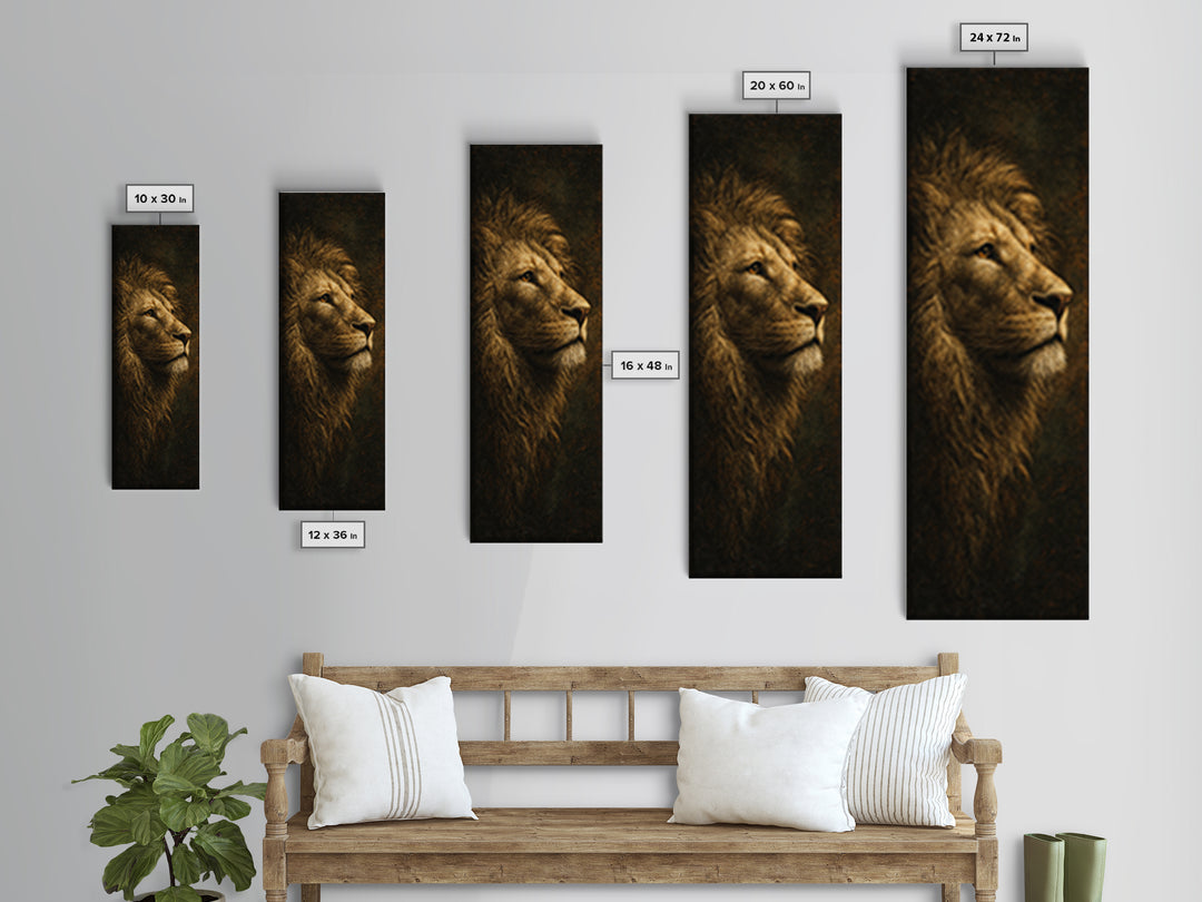 Royal Lion Portrait Framed Canvas Print, Baroque Art, Eclectic Wall Art, Living Room Decor, Fine Art, Ornate, Gallery Decor, BAO-1x3-29