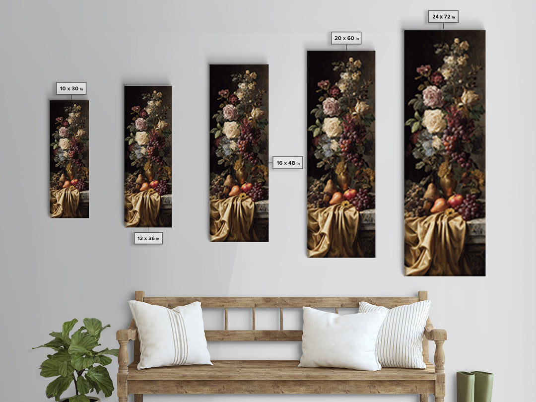 Golden Harp and Roses Framed Canvas Print, Baroque Art, Modern Wall Art, Living Room Decor, Oil Painting, Ornate, Feminist Art, BAO-1x3-30