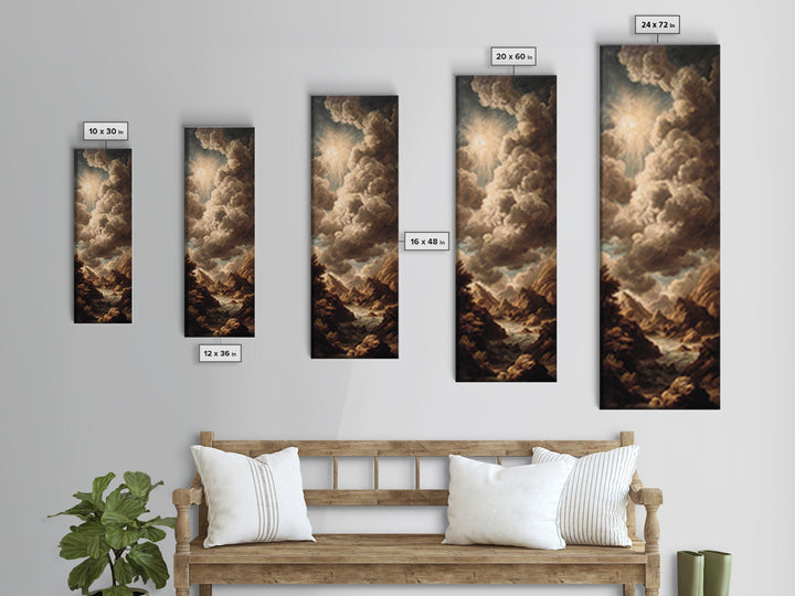 Theatrical Stormy Landscape Framed Canvas Print, Baroque Art, Room Decor Aesthetic, Living Room Decor, Fine Art, Ornate, BAO-1x3-46