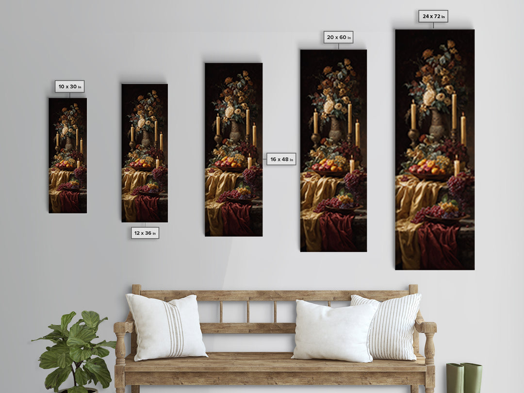 Lavish Banquet Fruit Composition Canvas Print, Baroque Art, Statement Artwork, Living Room Decor, Fine Art, Ornate, Painting, BAO-1x3-56
