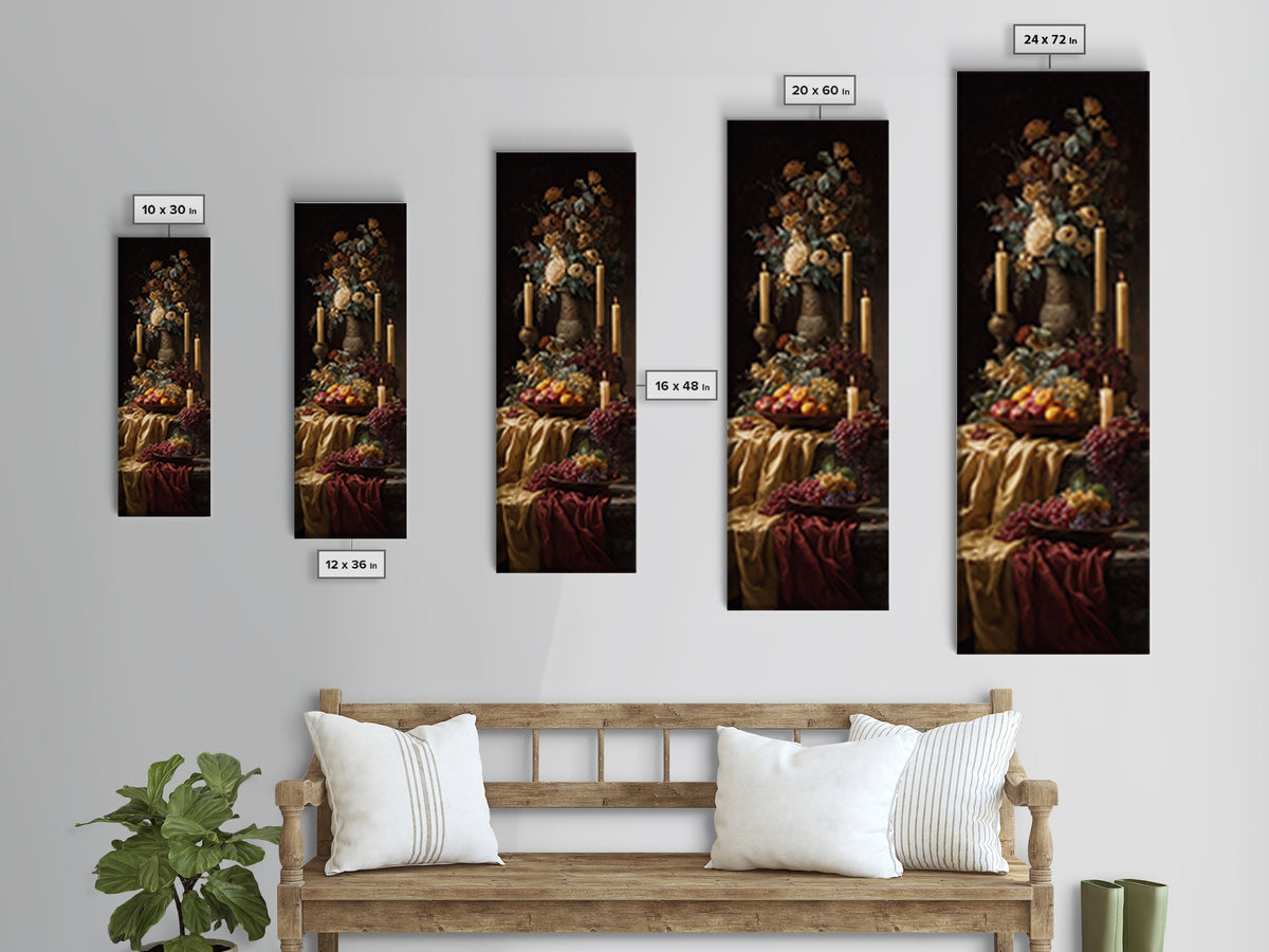 Lavish Banquet Fruit Composition Canvas Print, Baroque Art, Statement Artwork, Living Room Decor, Fine Art, Ornate, Painting, BAO-1x3-56