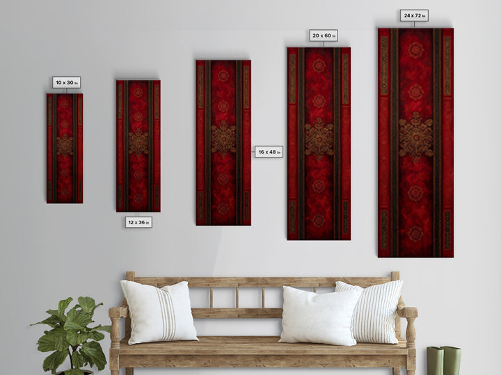 Dark Red Velvet Canvas Print, Baroque Art, Statement Artwork, Living Room Decor, Fine Art, Ornate, Painting, Printable Wall Art, BAO-1x3-59