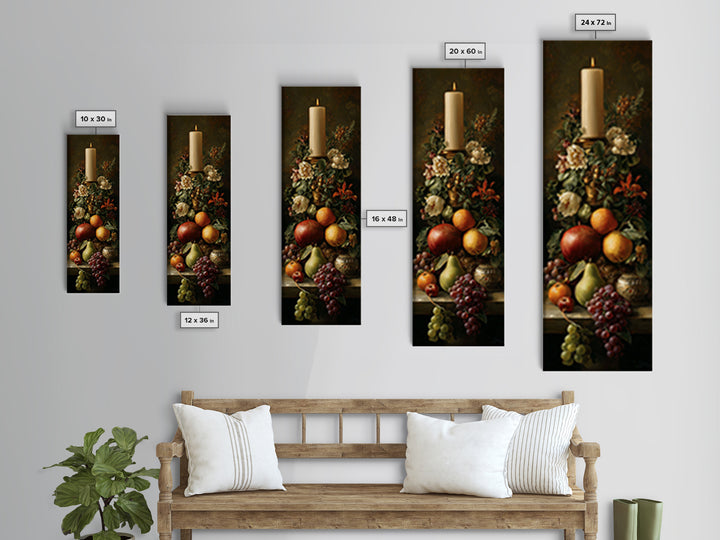 Dramatic Fruit Still Life Framed Canvas Print, Baroque Art, Feminist Art, Living Room Decor, Fine Art, Ornate, Luxury Decor, BAO-1x3-61