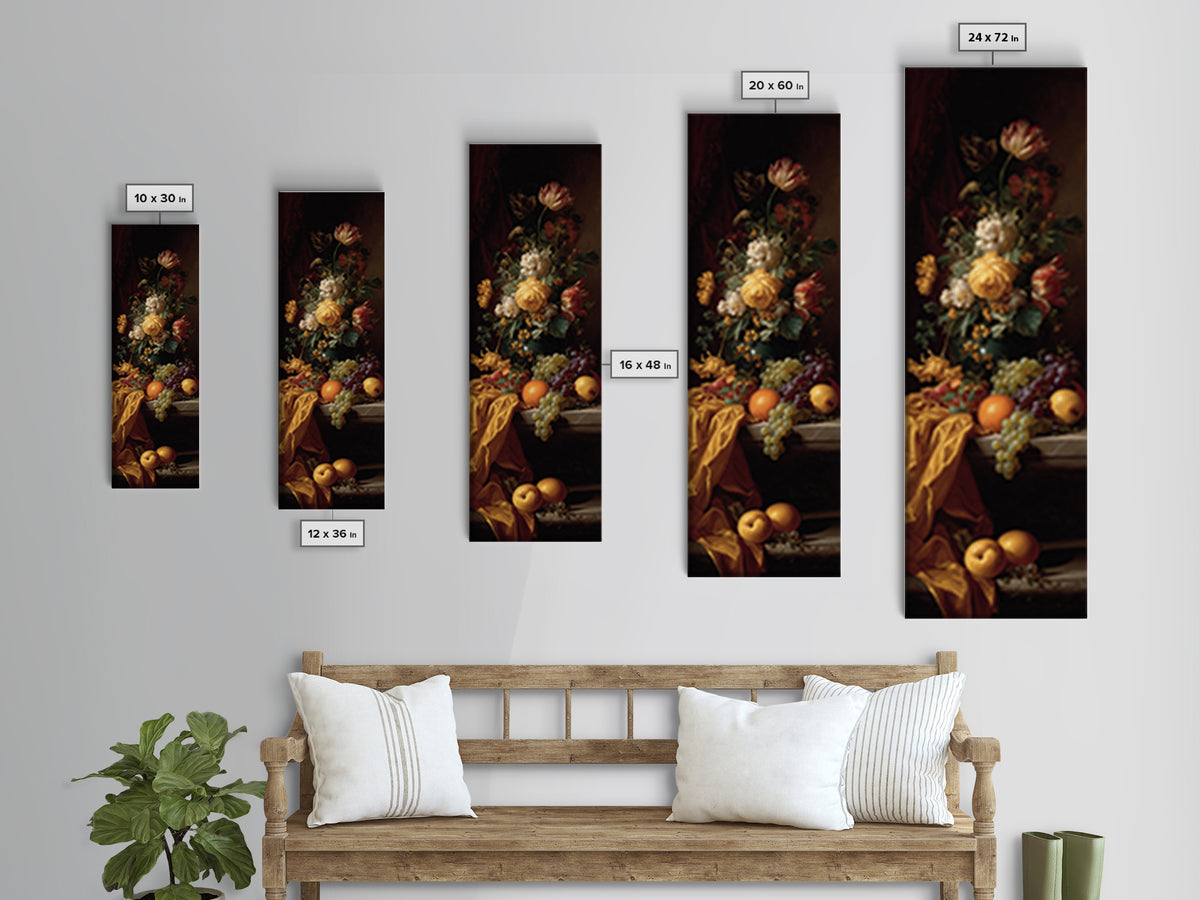 Theatrical Stormy Landscape Framed Canvas Print, Baroque Art, Room Decor Aesthetic, Living Room Decor, Fine Art, Ornate, BAO-1x3-70