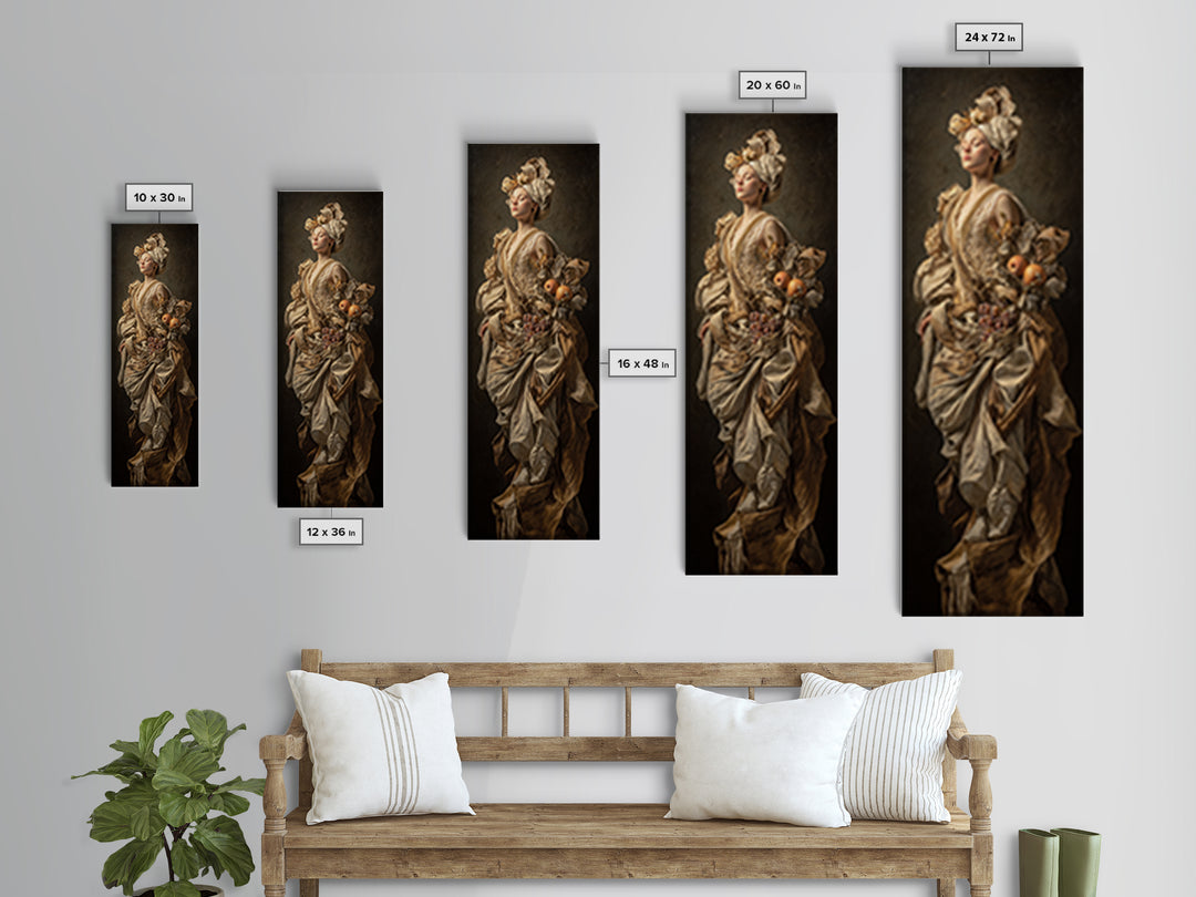 Mythic Goddess Figure Framed Canvas Print, Baroque Art, Eclectic Wall Art, Living Room Decor, Oil Painting, Ornate, BAO-1x3-74