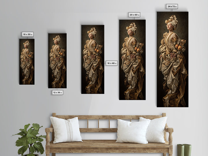 Mythic Goddess Figure Framed Canvas Print, Baroque Art, Eclectic Wall Art, Living Room Decor, Oil Painting, Ornate, BAO-1x3-74