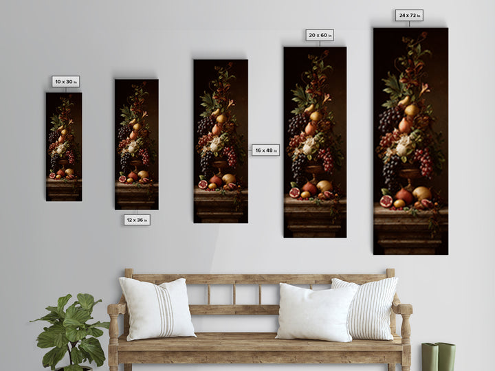 Dramatic Fruit Still Life Canvas Print, Baroque Art, Wall Decor, Living Room Decor, Fine Art, Ornate, Contemporary Art, BAO-1x3-85