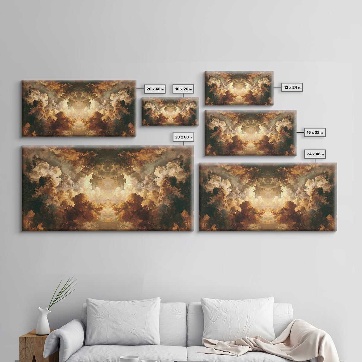 Angelic Hand Reaching Through Clouds Canvas Print, Baroque Art, Gallery Decor, Living Room Decor, Ornate, Minimalist Decor, BAO-2x1-41