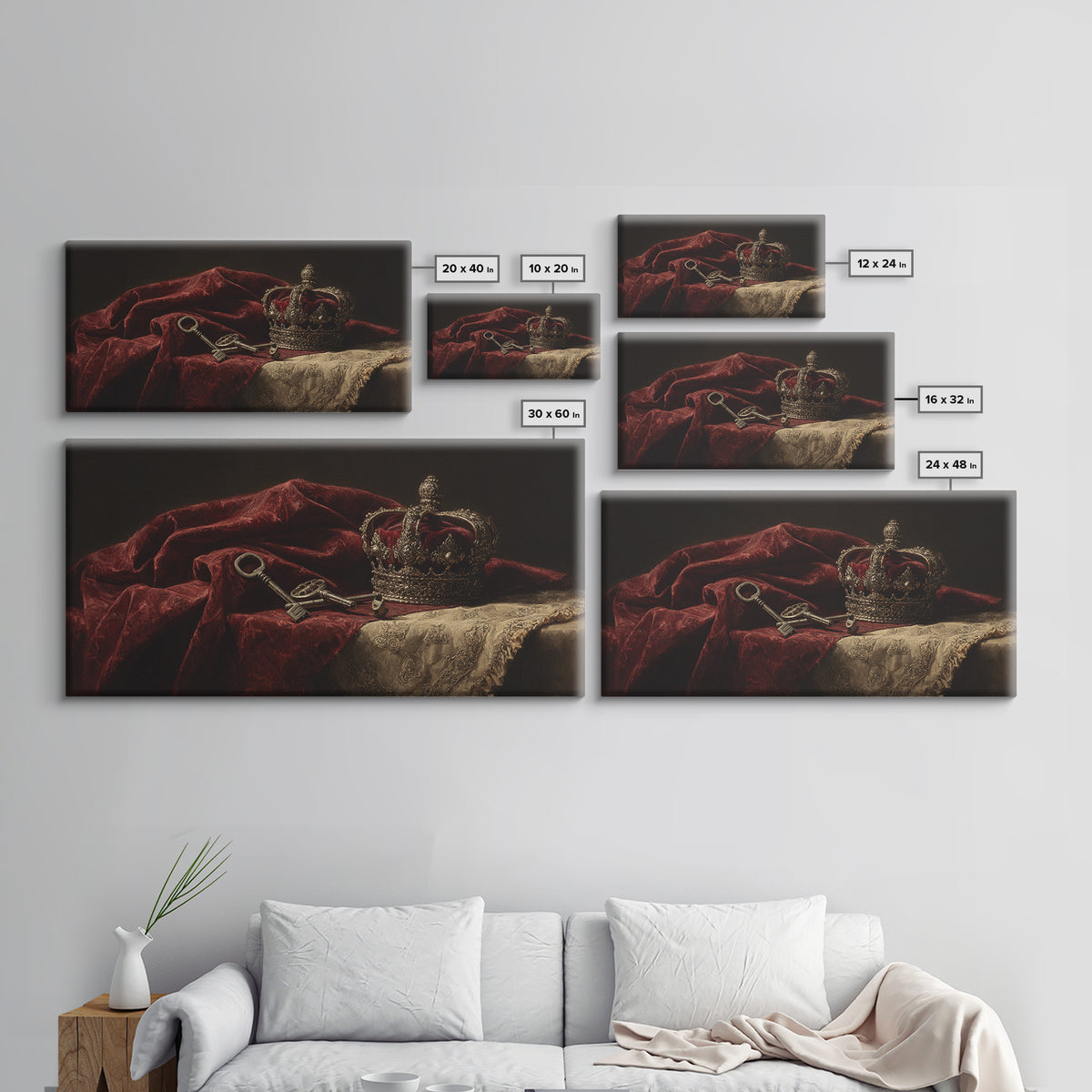 Dark Red Velvet Framed Canvas Print, Baroque Art, Contemporary Art, Living Room Decor, Fine Art, Ornate, 3d Wall Art, BAO-2x1-43