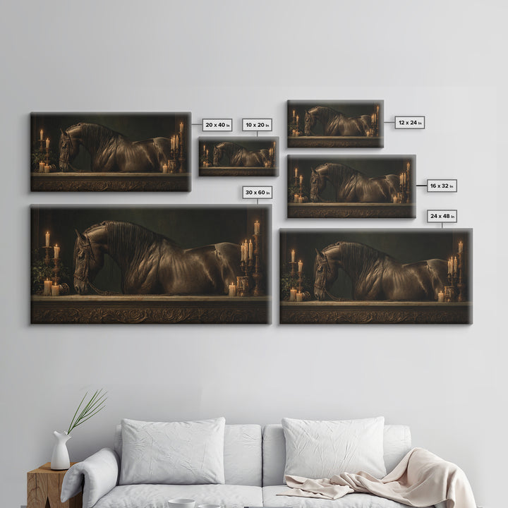 Dramatic Horse Portrait Canvas Print, Baroque Art, Art Print, Living Room Decor, Ornate, Oil Painting, Digital Wall Art, BAO-2x1-44