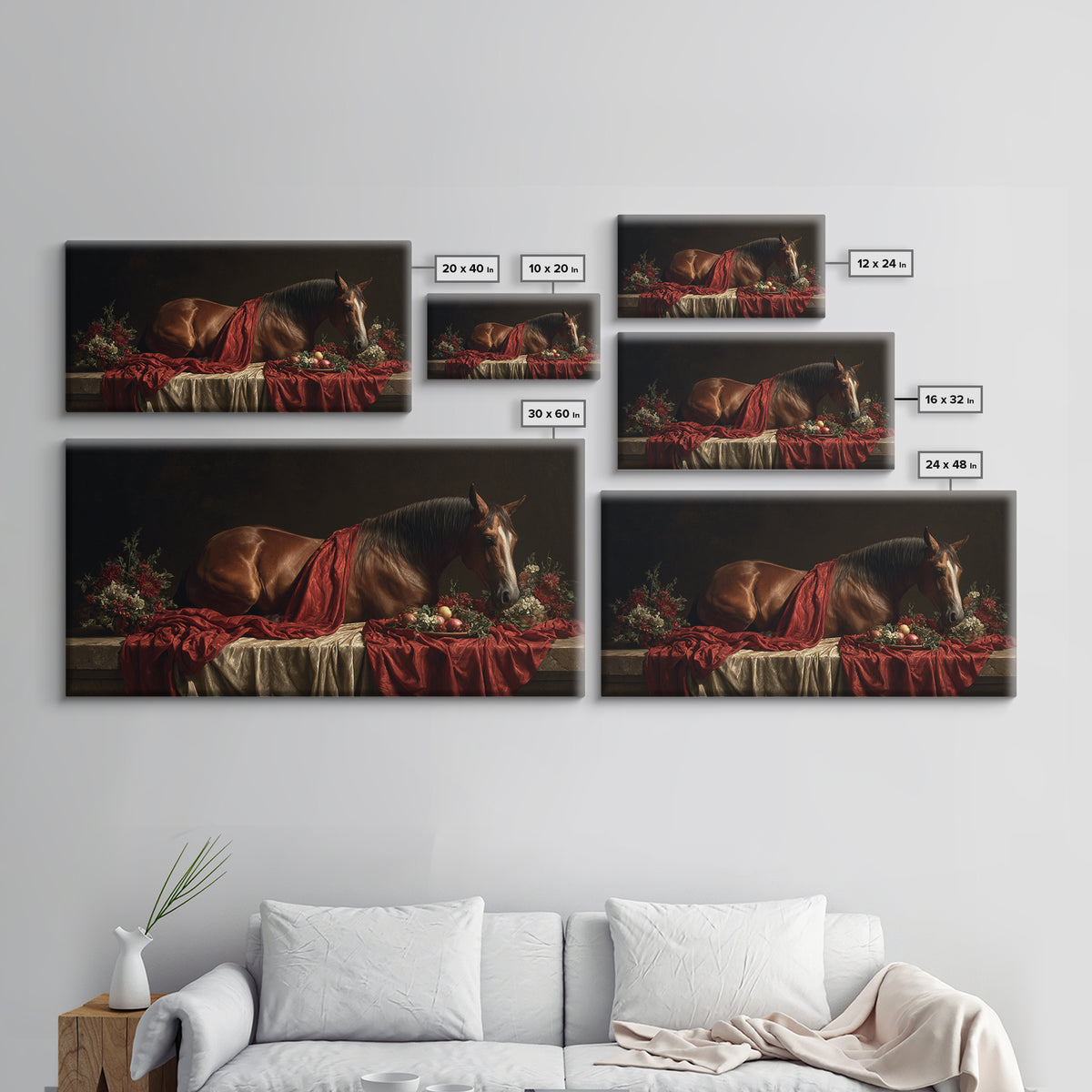 Dramatic Horse Portrait Canvas Print, Baroque Art, Canvas, Living Room Decor, Fine Art, Ornate, Room Decor Aesthetic, BAO-2x1-68