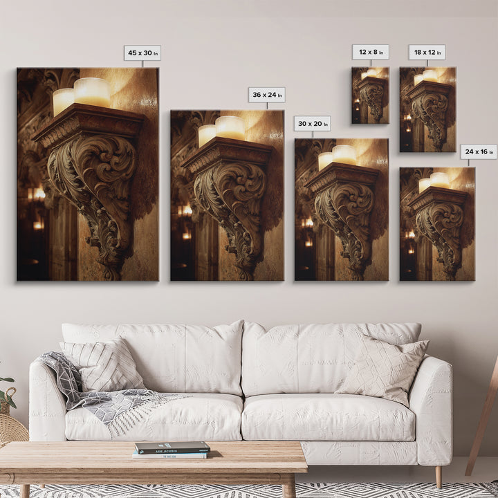 Carved Acanthus Leaf Ornament Study Canvas Print, Baroque Art, Minimalist Wall Art, Living Room Decor, Fine Art, Ornate, BAO-2x3-23