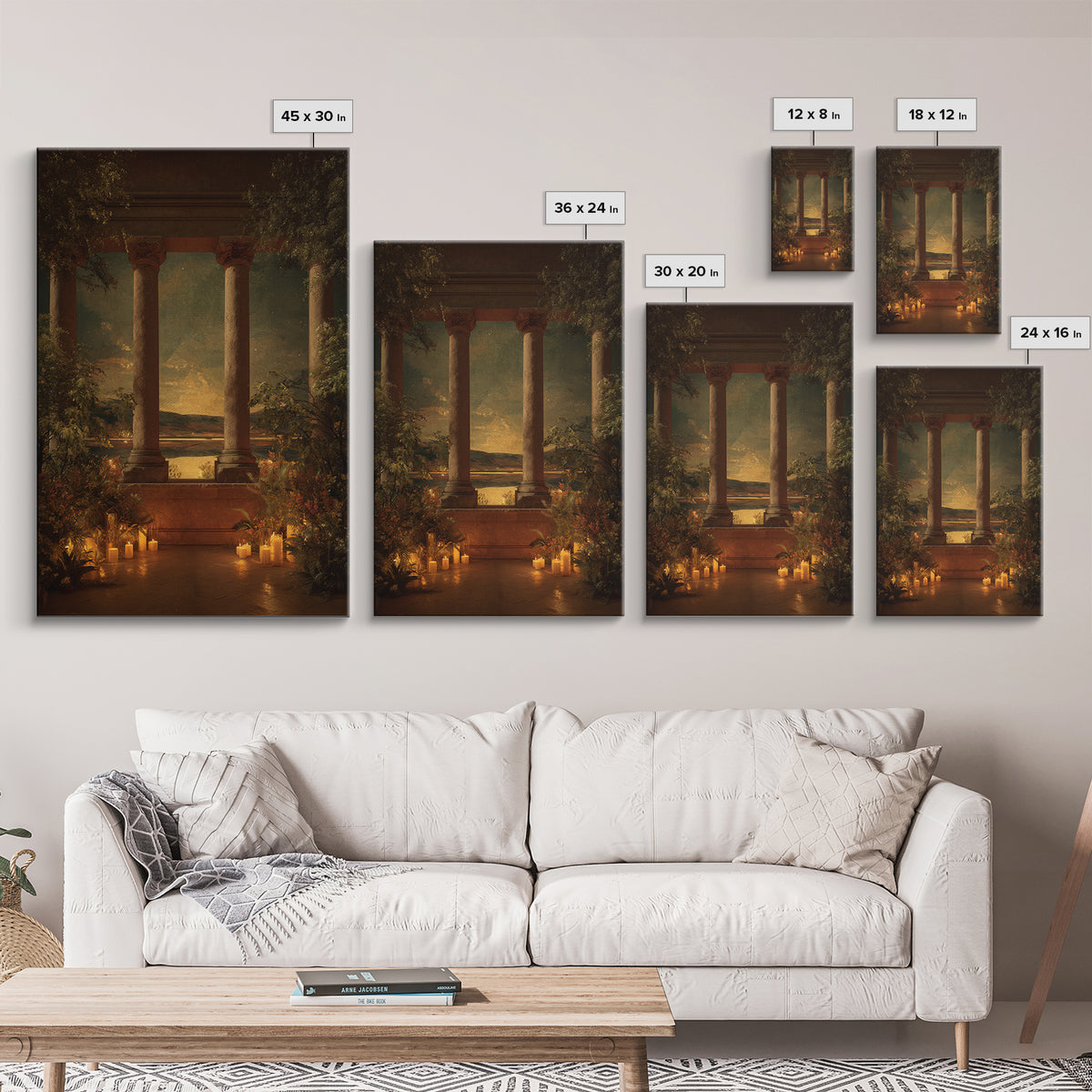 Classical Ruins Beneath a Dramatic Sky Framed Canvas Print, Baroque Art, Room Decor Aesthetic, Living Room Decor, Oil Painting, BAO-2x3-51
