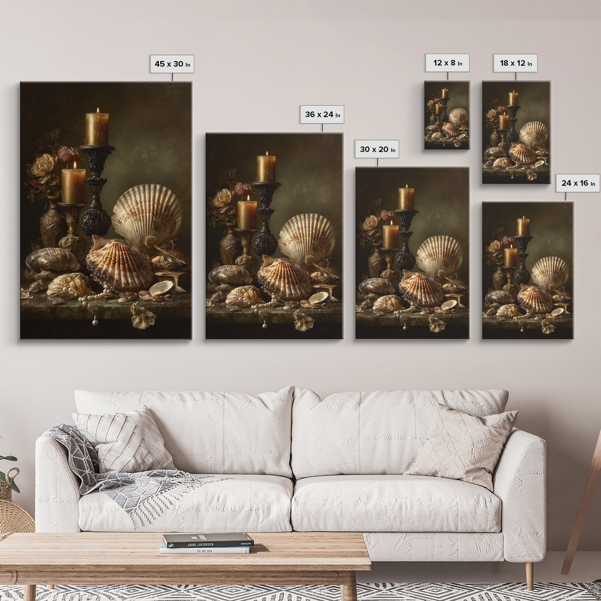 Ornamental Shell and Pearl Composition Canvas Print, Baroque Art, Wall Decor, Living Room Decor, Fine Art, Ornate, BAO-2x3-54