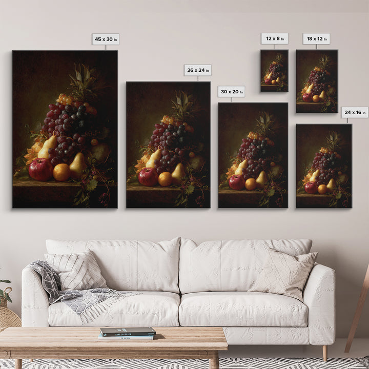 Dramatic Fruit Still Life Canvas Print, Baroque Art, Minimalist Decor, Living Room Decor, Oil Painting, Ornate, Whimsical Decor, BAO-2x3-57