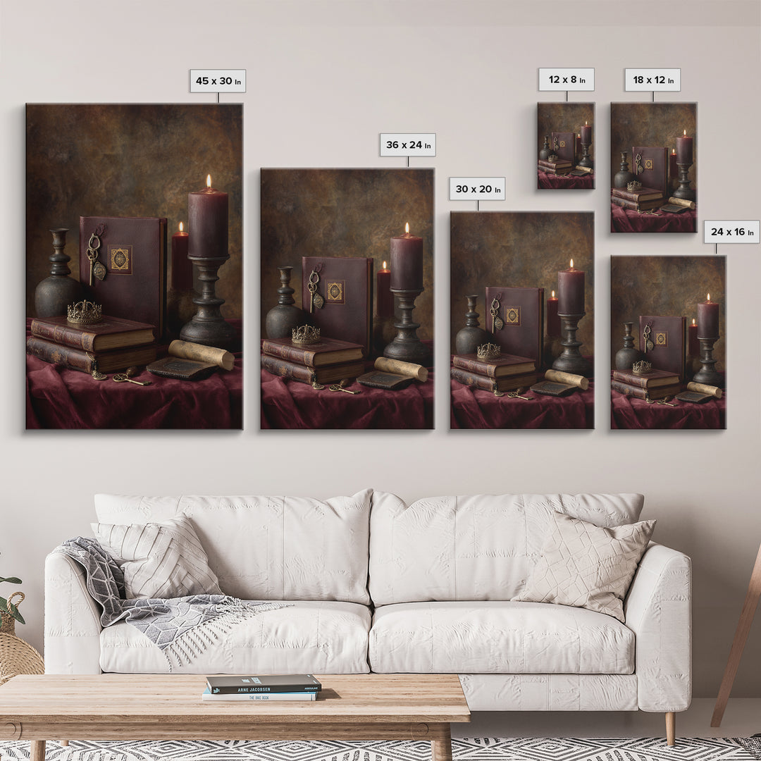 Dark Red Velvet Canvas Print, Baroque Art, Art, Living Room Decor, Fine Art, Ornate, Modern Wall Art, Living Room Wall Art, BAO-2x3-7