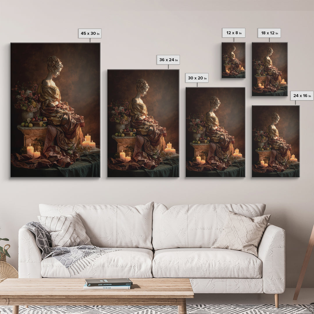 Mythic Goddess Figure Canvas Print, Baroque Art, Statement Artwork, Living Room Decor, Fine Art, Ornate, Painting, BAO-2x3-70