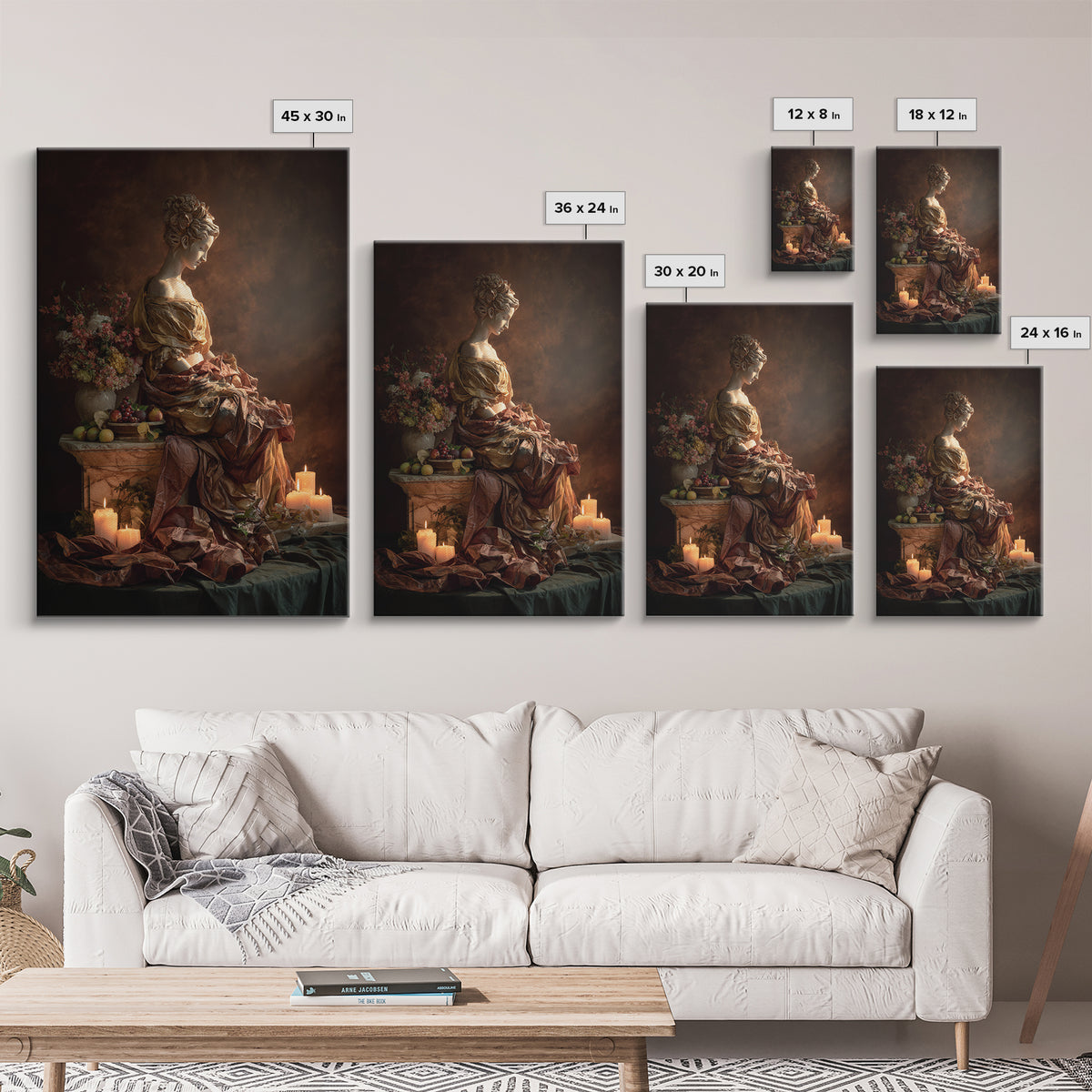 Mythic Goddess Figure Canvas Print, Baroque Art, Statement Artwork, Living Room Decor, Fine Art, Ornate, Painting, BAO-2x3-70