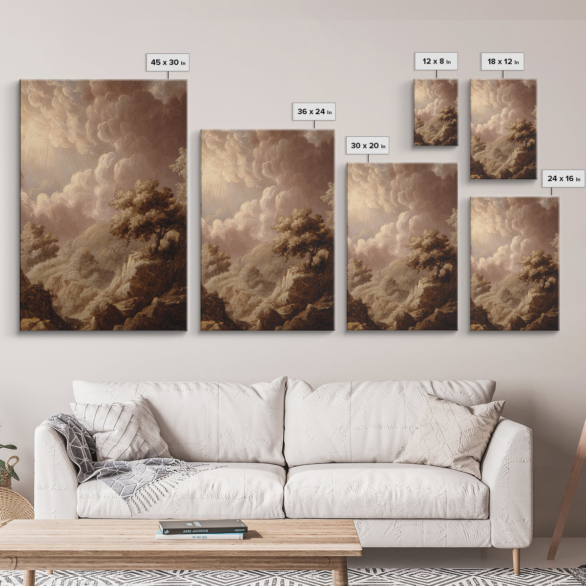 Theatrical Stormy Landscape Framed Canvas Print, Baroque Art, Room Decor, Living Room Decor, Oil Painting, Ornate, BAO-2x3-90