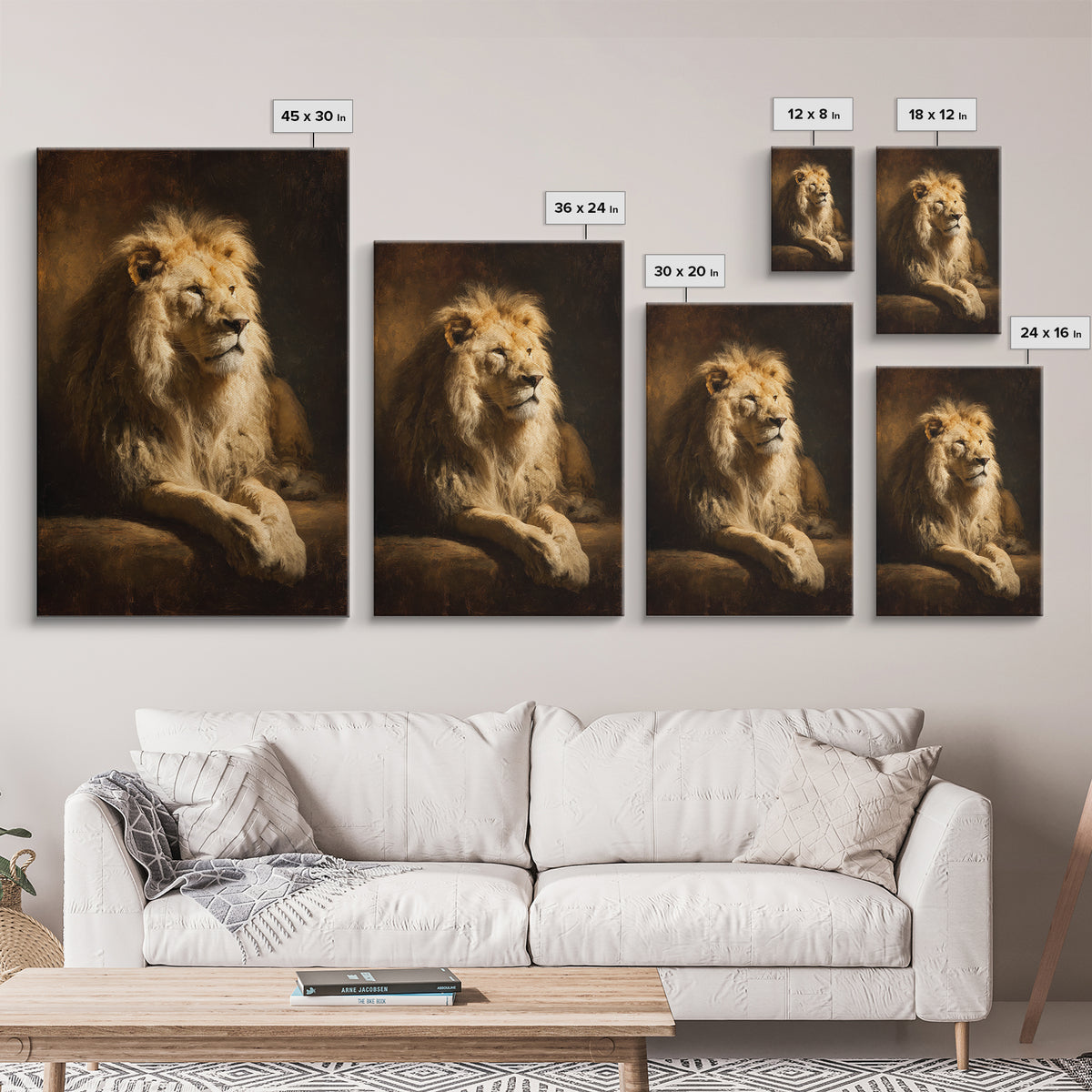 Royal Lion Portrait Framed Canvas Print, Baroque Art, Textured Painting, Living Room Decor, Oil Painting, Ornate, Printable Art, BAO-2x3-97