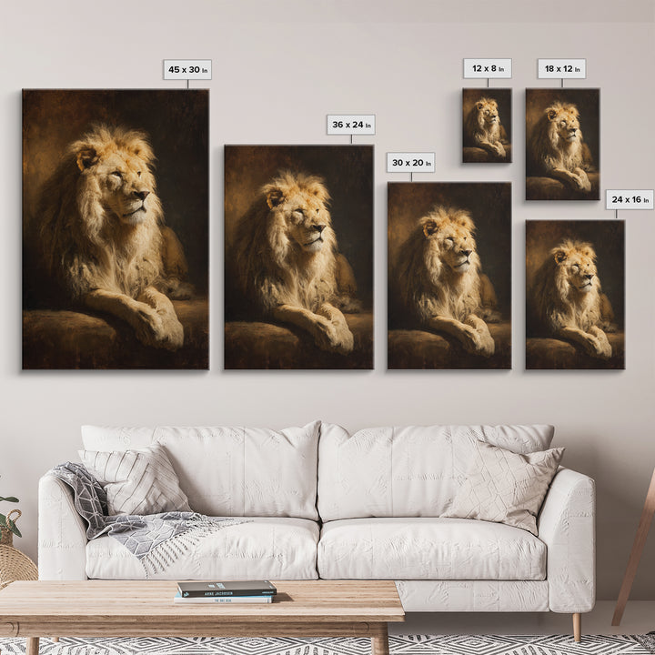 Royal Lion Portrait Framed Canvas Print, Baroque Art, Textured Painting, Living Room Decor, Oil Painting, Ornate, Printable Art, BAO-2x3-97