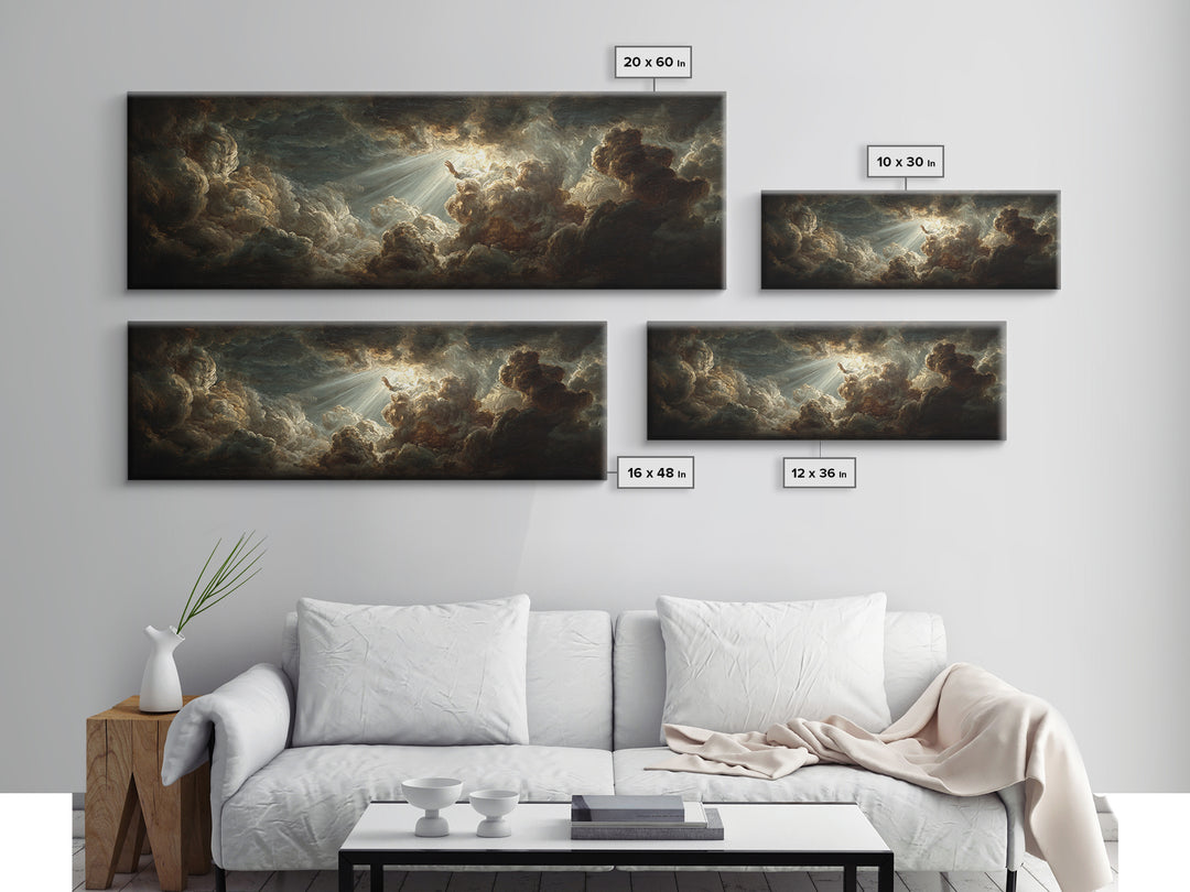 Angelic Hand Reaching Through Clouds Canvas Print, Baroque Art, Printable Art, Living Room Decor, Oil Painting, Ornate, BAO-3x1-61