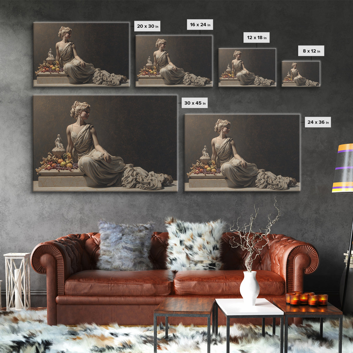 Mythic Goddess Figure Framed Canvas Print, Baroque Art, Textured Painting, Living Room Decor, Fine Art, Ornate, Printable Art, BAO-3x2-18