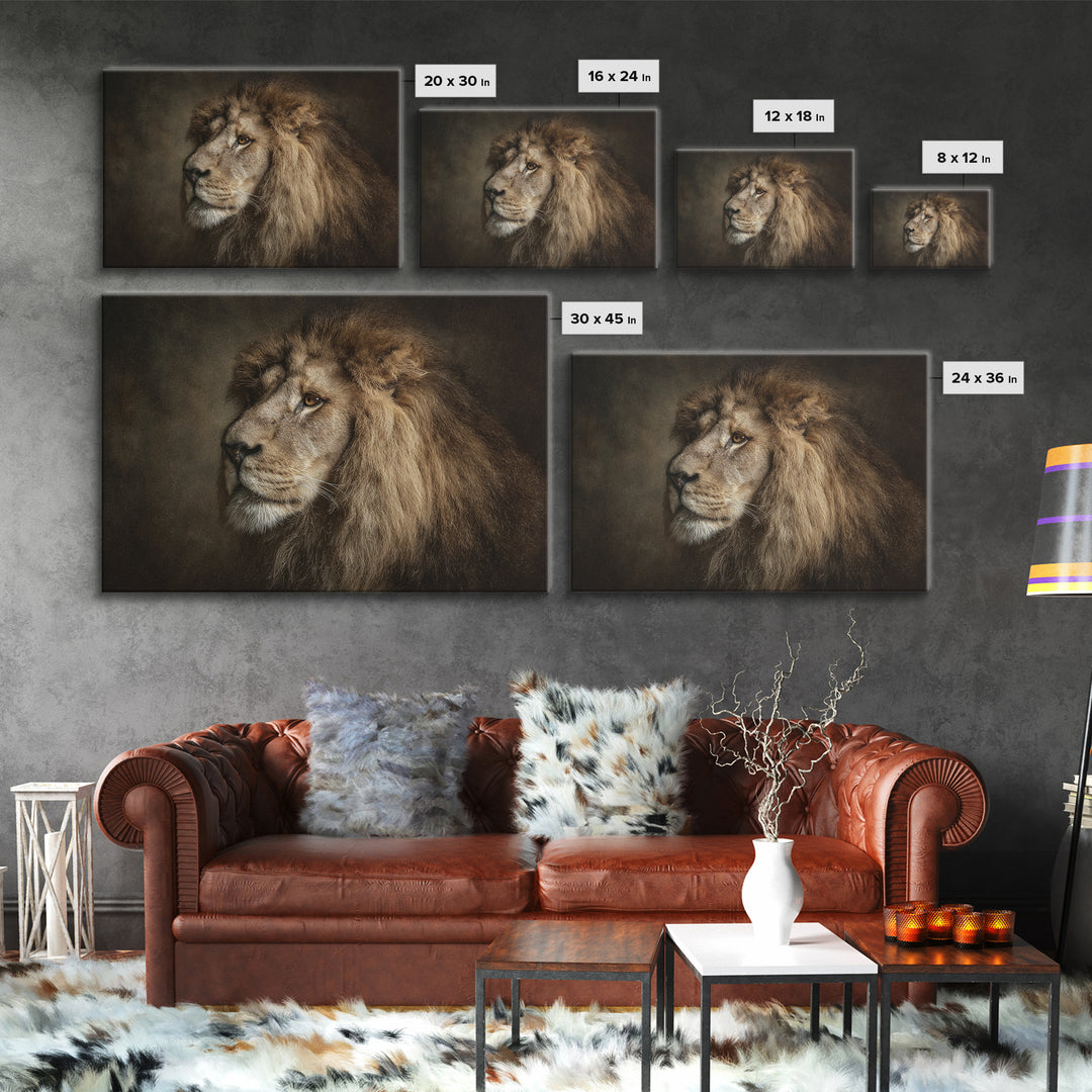 Royal Lion Portrait Canvas Print, Baroque Art, Art, Living Room Decor, Fine Art, Ornate, Modern Wall Art, Living Room Wall Art, BAO-3x2-21