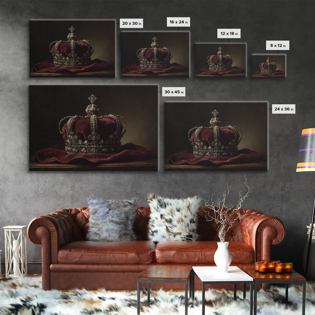Dark Red Velvet Framed Canvas Print, Baroque Art, Textured Painting, Living Room Decor, Fine Art, Ornate, Printable Art, BAO-3x2-27