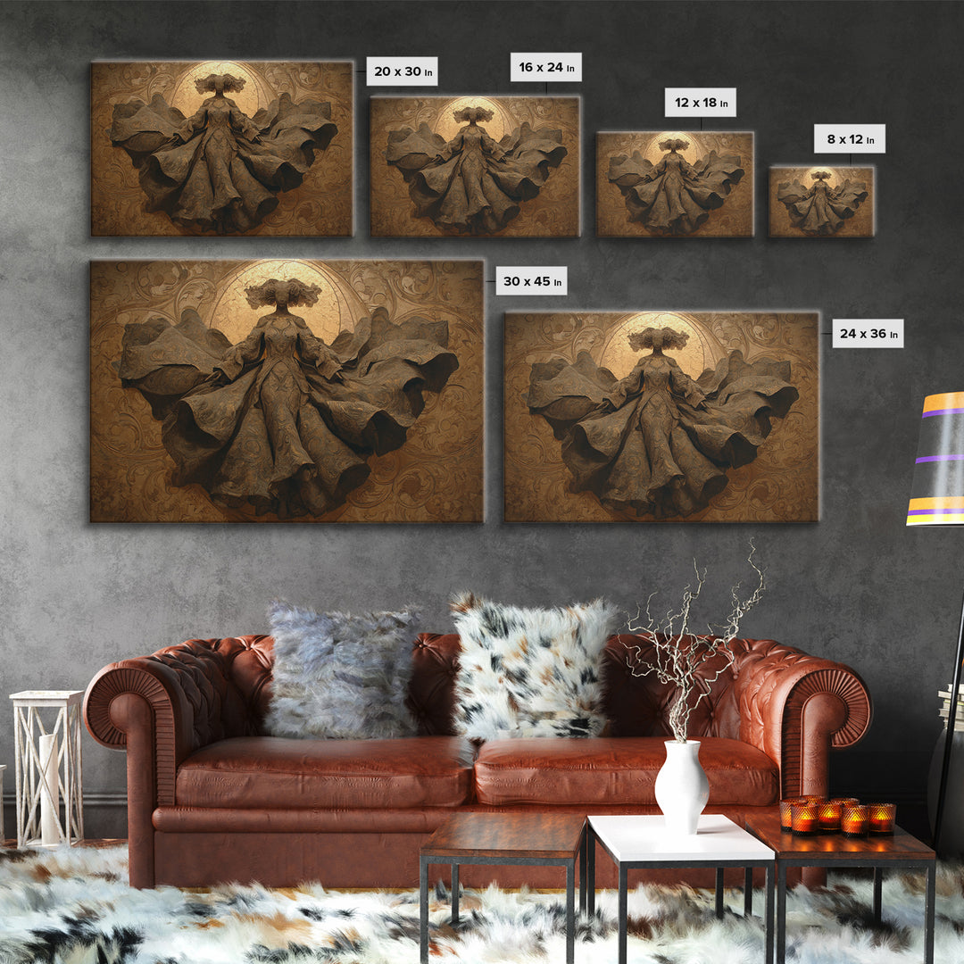 Mythic Goddess Figure Canvas Print, Baroque Art, Art, Living Room Decor, Oil Painting, Ornate, Modern Wall Art, BAO-3x2-42