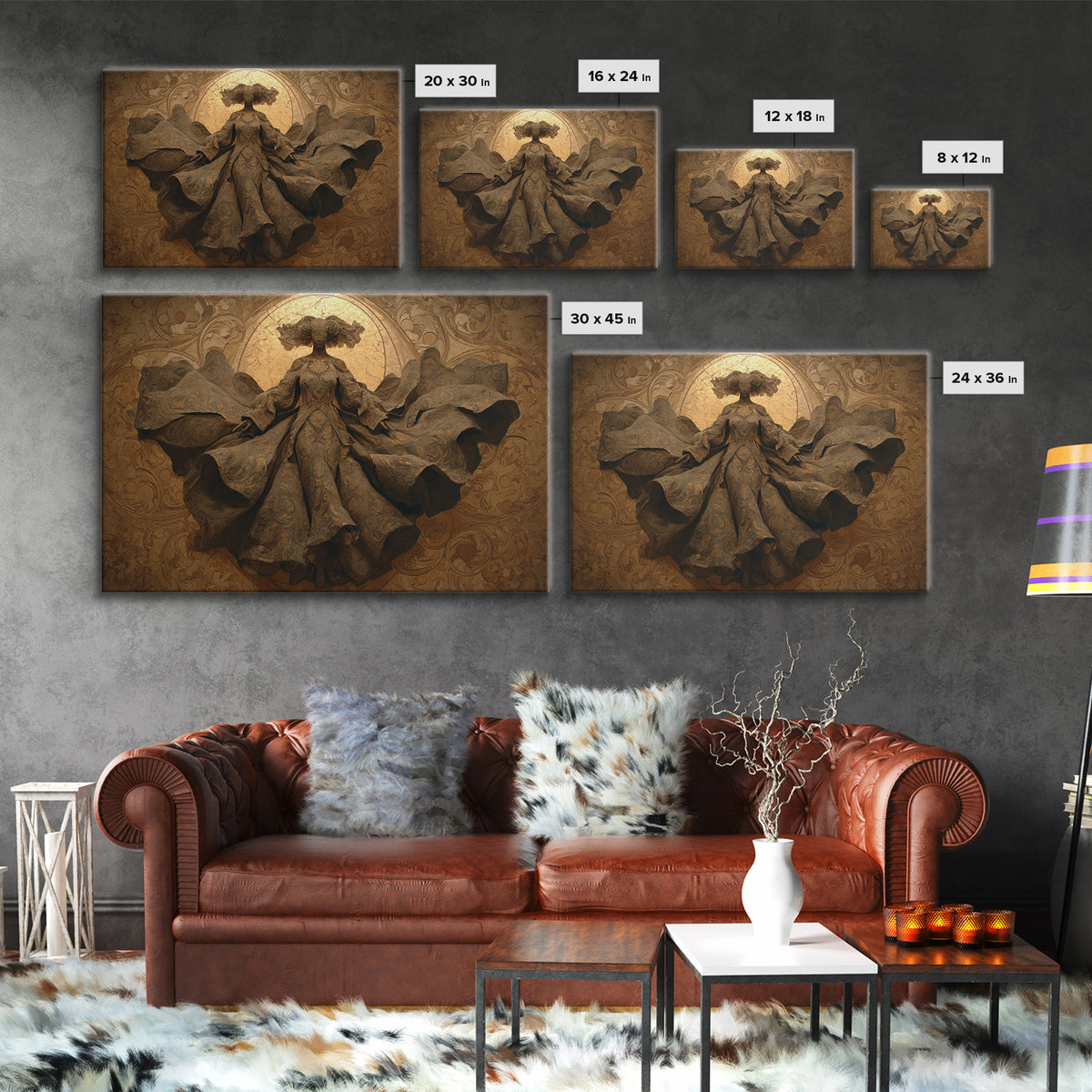 Mythic Goddess Figure Canvas Print, Baroque Art, Art, Living Room Decor, Oil Painting, Ornate, Modern Wall Art, BAO-3x2-42