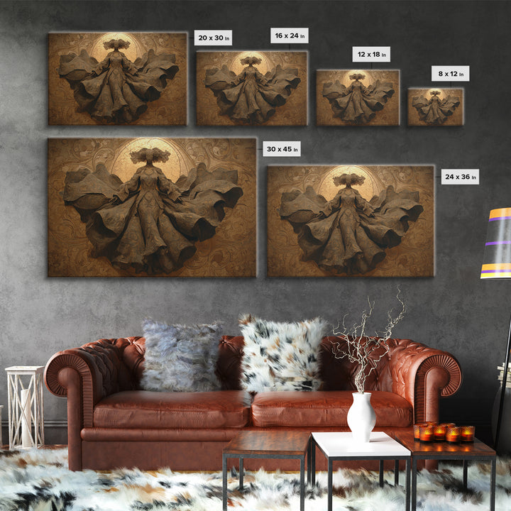Mythic Goddess Figure Canvas Print, Baroque Art, Art, Living Room Decor, Oil Painting, Ornate, Modern Wall Art, BAO-3x2-42