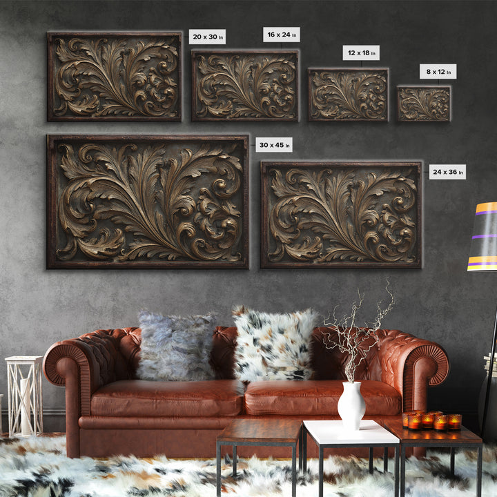 Carved Acanthus Leaf Ornament Study Canvas Print, Baroque Art, Canvas, Living Room Decor, Ornate, Room Decor Aesthetic, BAO-3x2-43