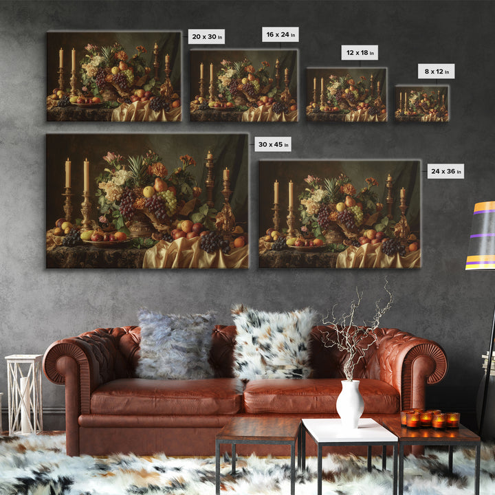 Lavish Banquet Fruit Composition Canvas Print, Baroque Art, Art, Living Room Decor, Fine Art, Ornate, Modern Wall Art, BAO-3x2-48