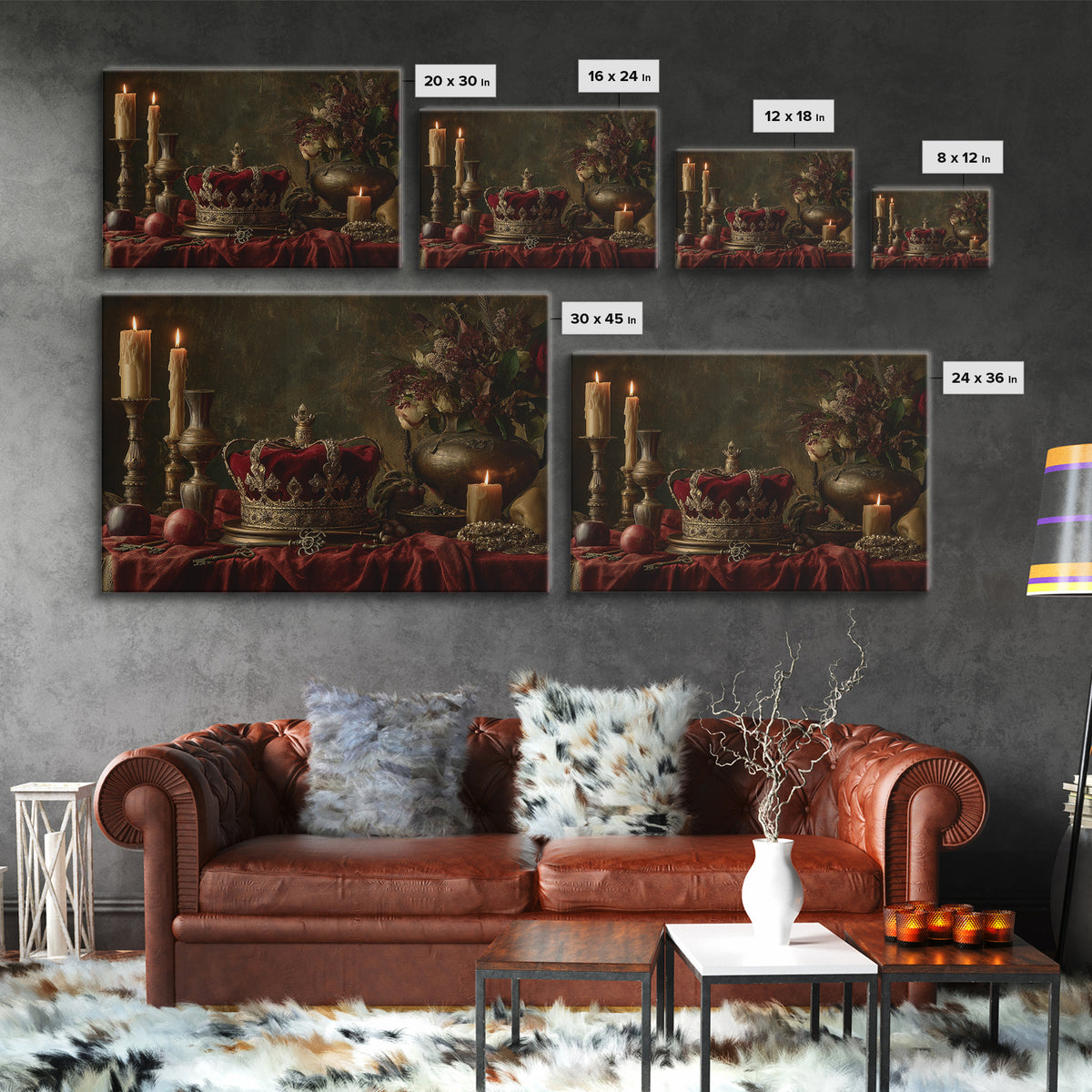 Dark Red Velvet Canvas Print, Baroque Art, Art, Living Room Decor, Fine Art, Ornate, Modern Wall Art, Living Room Wall Art, BAO-3x2-51