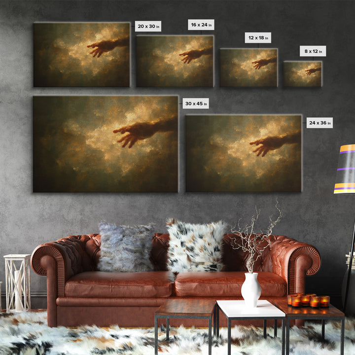 Angelic Hand Reaching Through Clouds Canvas Print, Baroque Art, Printable Art, Living Room Decor, Ornate, Gallery Wall, BAO-3x2-73