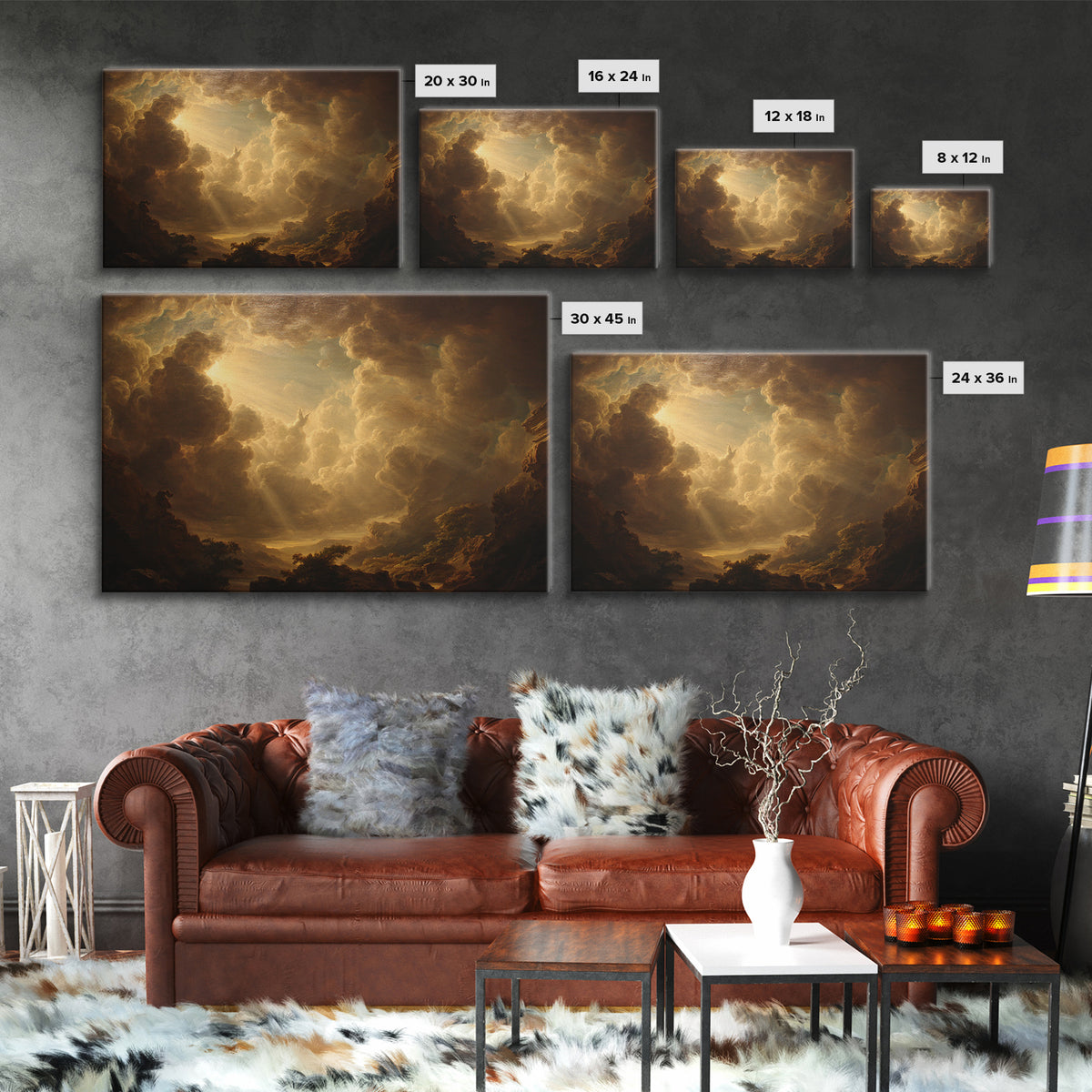 Angelic Hand Reaching Through Clouds Framed Canvas Print, Baroque Art, Modern Wall Art, Living Room Decor, Watercolor Art, BAO-3x2-97