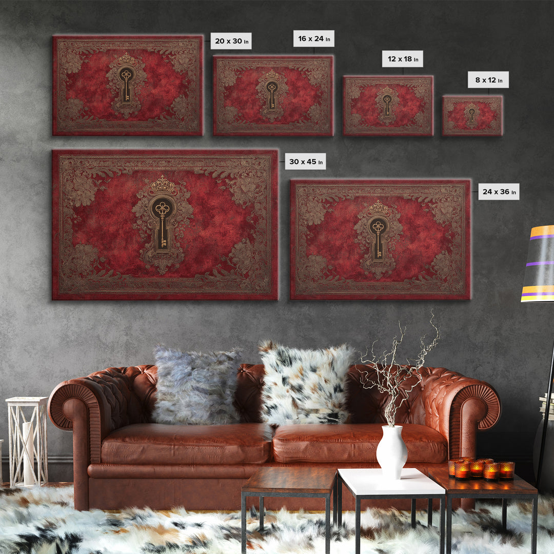 Dark Red Velvet Framed Canvas Print, Baroque Art, Eclectic Wall Art, Living Room Decor, Fine Art, Ornate, Gallery Decor, BAO-3x2-99