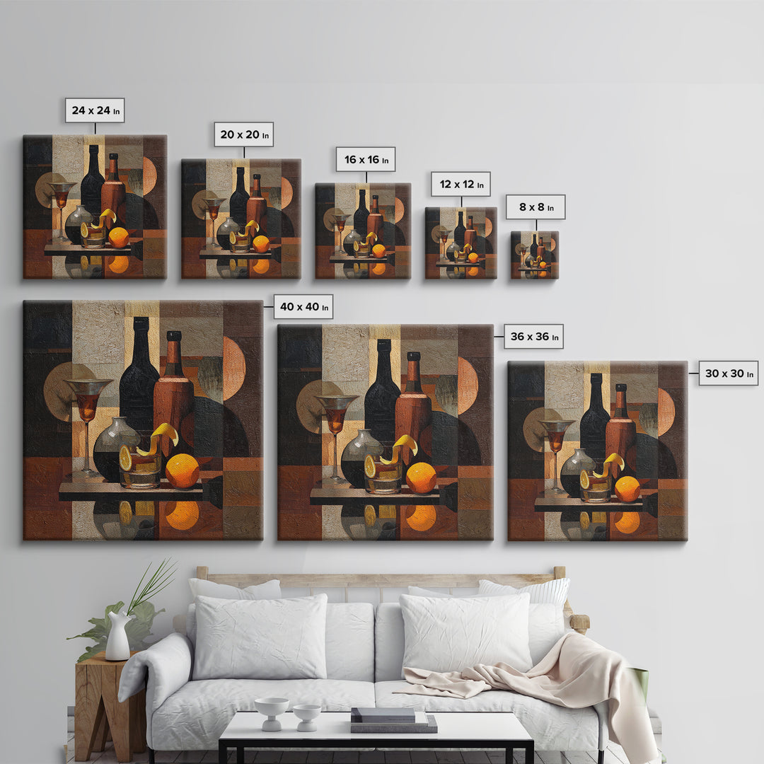 Retro Happy Hour Poster Framed Canvas Print, Bar Art, Digital Print, Bar Decor, Fine Art, Coffee Wall Art, Living Room Art, BAR-1x1-56