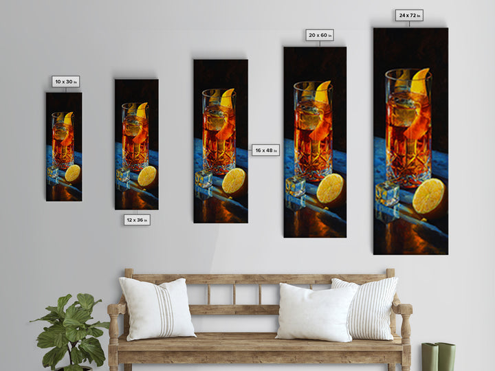 Old Fashioned Cocktail Canvas Print, Bar Art, Minimalist Decor, Bar Decor, Fine Art, Digital Print, Apartment Decor, BAR-1x3-37