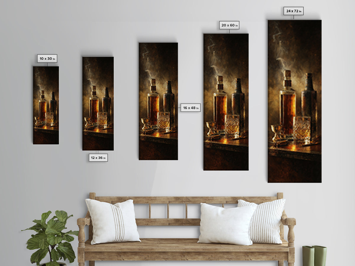 Whiskey Bottle and Cut Crystal Glass Canvas Print, Bar Art, Gallery Decor, Bar Decor, Fine Art, Wall Art, Home Decor, BAR-1x3-38