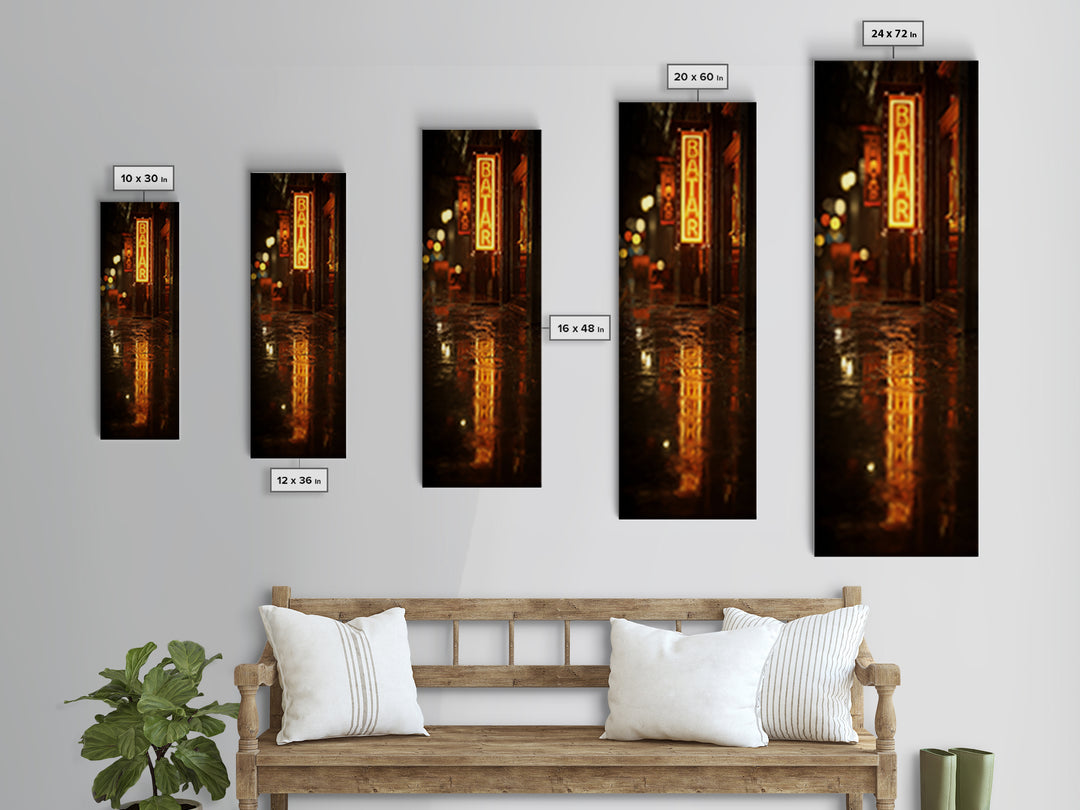 Neon Cocktail Sign Reflected Canvas Print, Bar Art, Living Room Art, Bar Decor, Fine Art, Luxury Decor, Room Decor, BAR-1x3-41