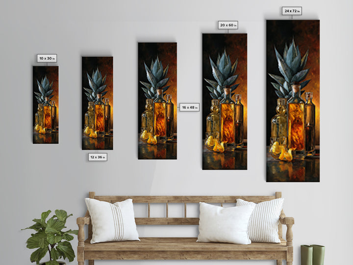 Tequila Agave Plant Study Canvas Print, Bar Art, Bar Cart, Bar Decor, Fine Art, Kitchen Print, Coffee Wall Art, BAR-1x3-48