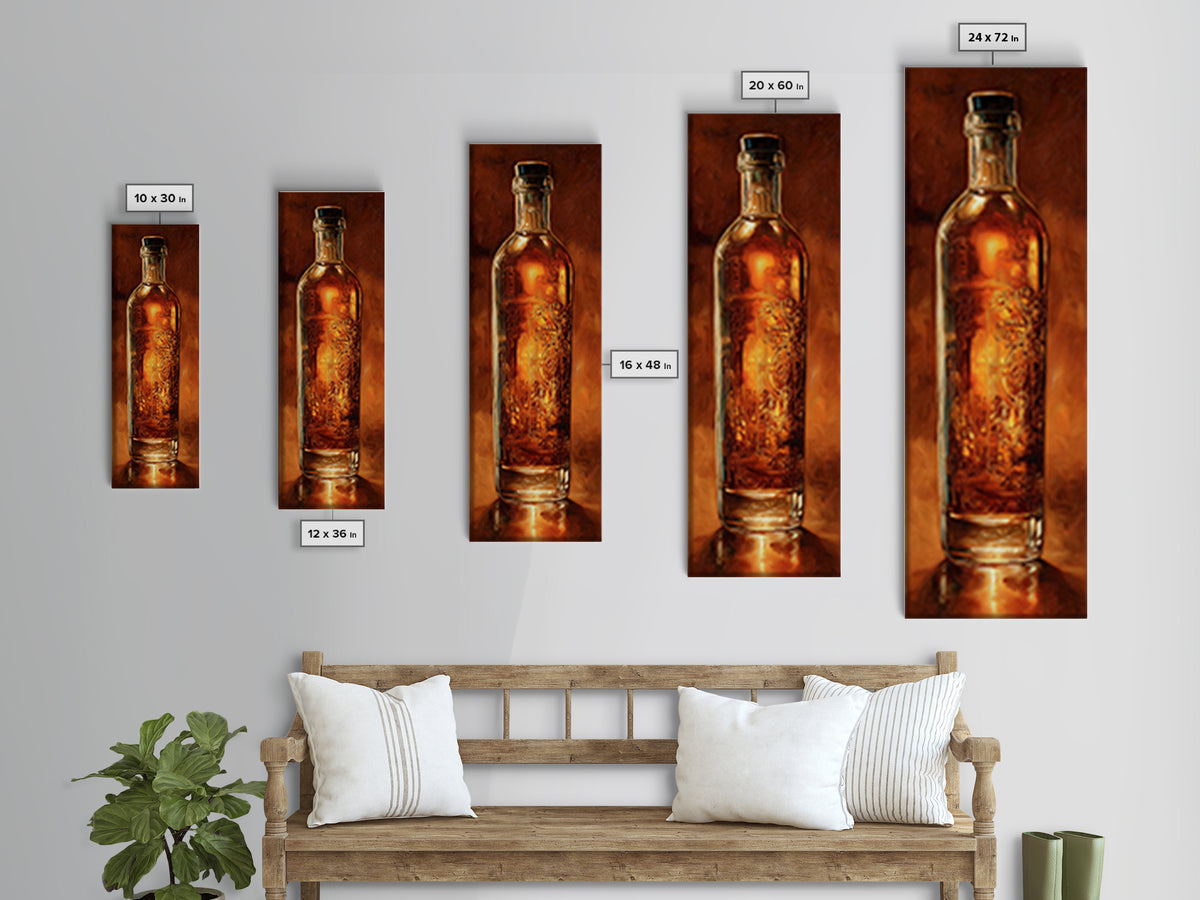 Sailor Tattoo Rum Bottle Illustration Framed Canvas Print, Bar Art, Neutral Decor, Bar Decor, Fine Art, Home Decor, BAR-1x3-75