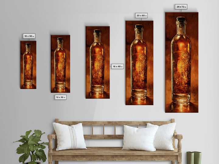 Sailor Tattoo Rum Bottle Illustration Framed Canvas Print, Bar Art, Neutral Decor, Bar Decor, Fine Art, Home Decor, BAR-1x3-75