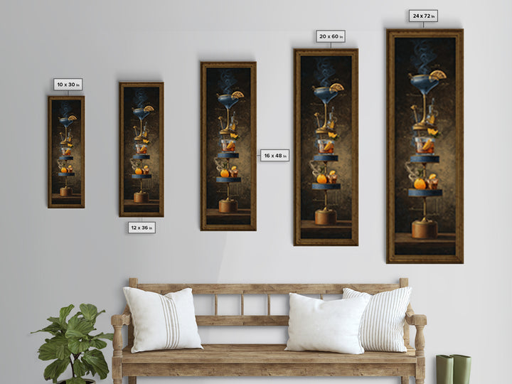 Cocktail Recipe Diagram Styled as Elegant Art Framed Canvas Print, Bar Art, Bar Decor, Fine Art, Statement Artwork, BAR-1x3-80