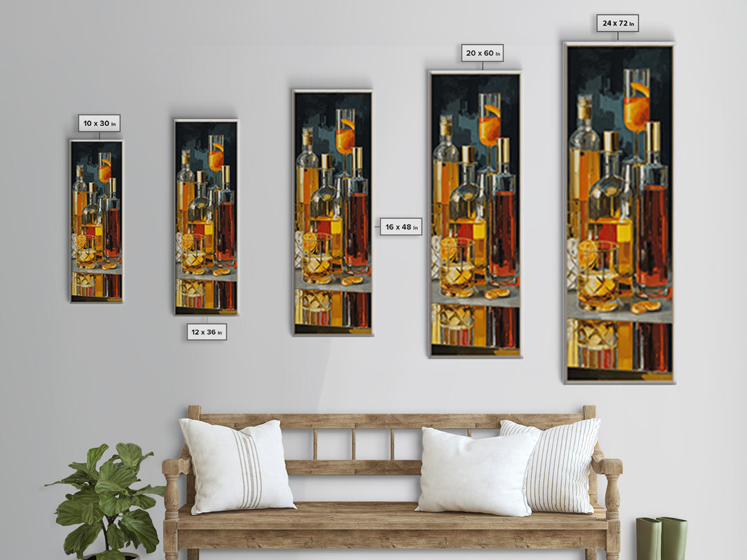 Retro Happy Hour Poster Framed Canvas Print, Bar Art, Living Room Art, Bar Decor, Fine Art, Luxury Decor, Room Decor, BAR-1x3-92